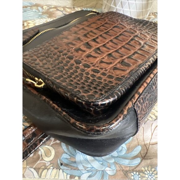 Brahmin Cleo Melbourne Croc Pecan Brown Crossbody Bag Purse - Picture 5 of 16